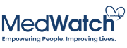 MedWatch MedWatch logo with the tagline Empowering People. Improving Lives. and a heart-shaped design incorporated above the letter h in Watch.